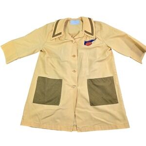 Vintage 70s 80s IGA Grocery Store Smock Shirt Women Small Employee Button Yellow